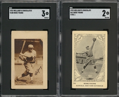 1922-1923 Neilsons Chocolate and Willards Chocolate Ross Youngs SGC-Graded Pair (2 Different)
